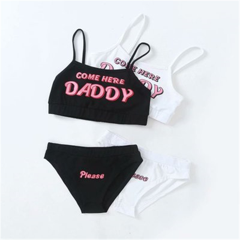 Two piece set New Fashion COME HERE DADDY Letter Print Tank Top Sexy Sleeveless Summer Harajuku Kawaii Cropped Feminino Bikini