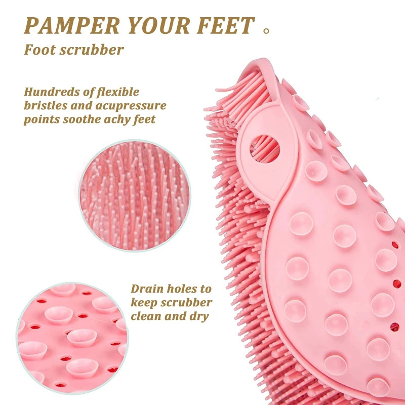 Silicone Foot Body Cleaning Tool Exfoliating Shower Massage Scraper Bathroom Non-slip Back Massage Brush