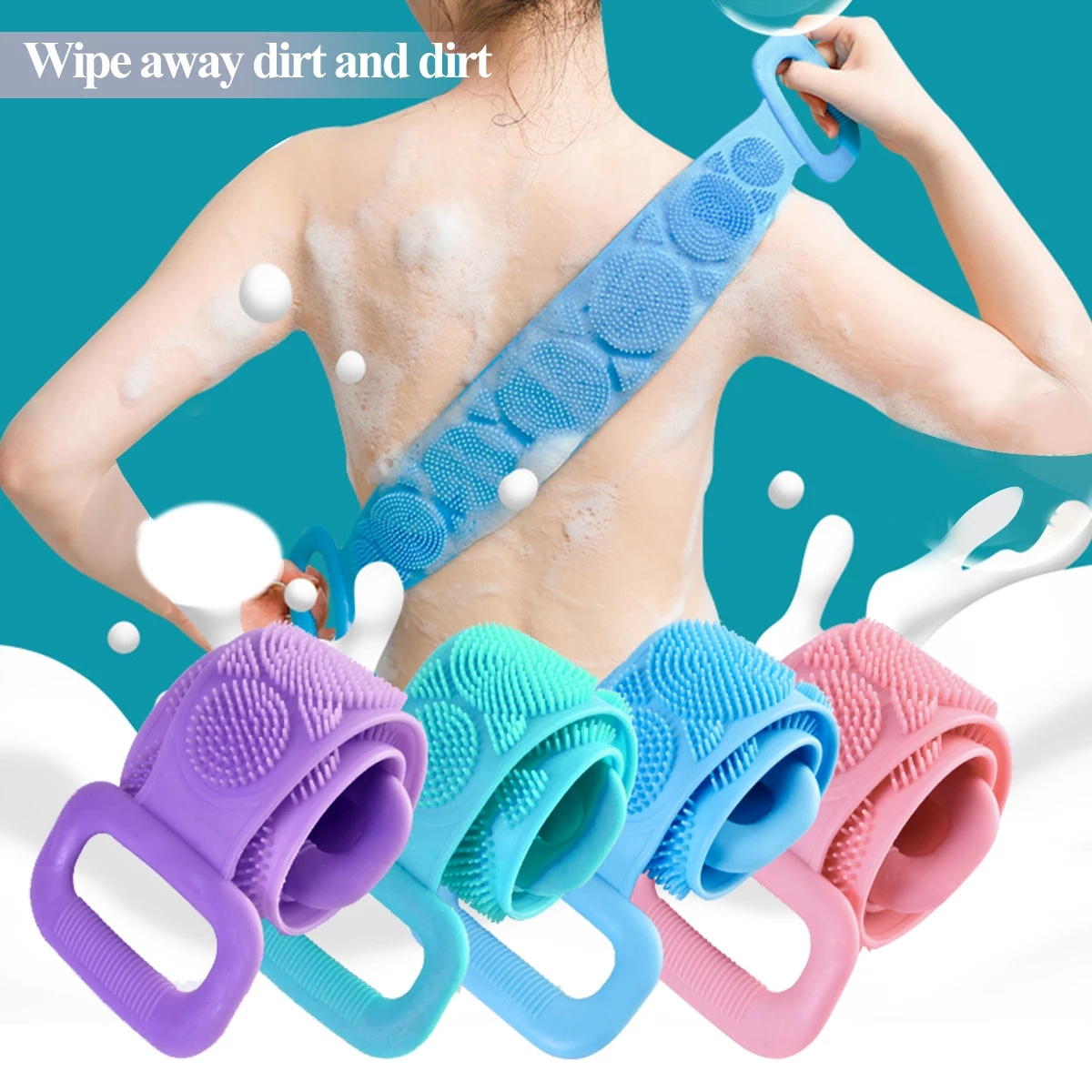 Bath Belt Exfoliating Massage Body Shower Cleaning Bathroom Shower Strap Brushes 70CM Silicone Back Clean Body Bath Towel