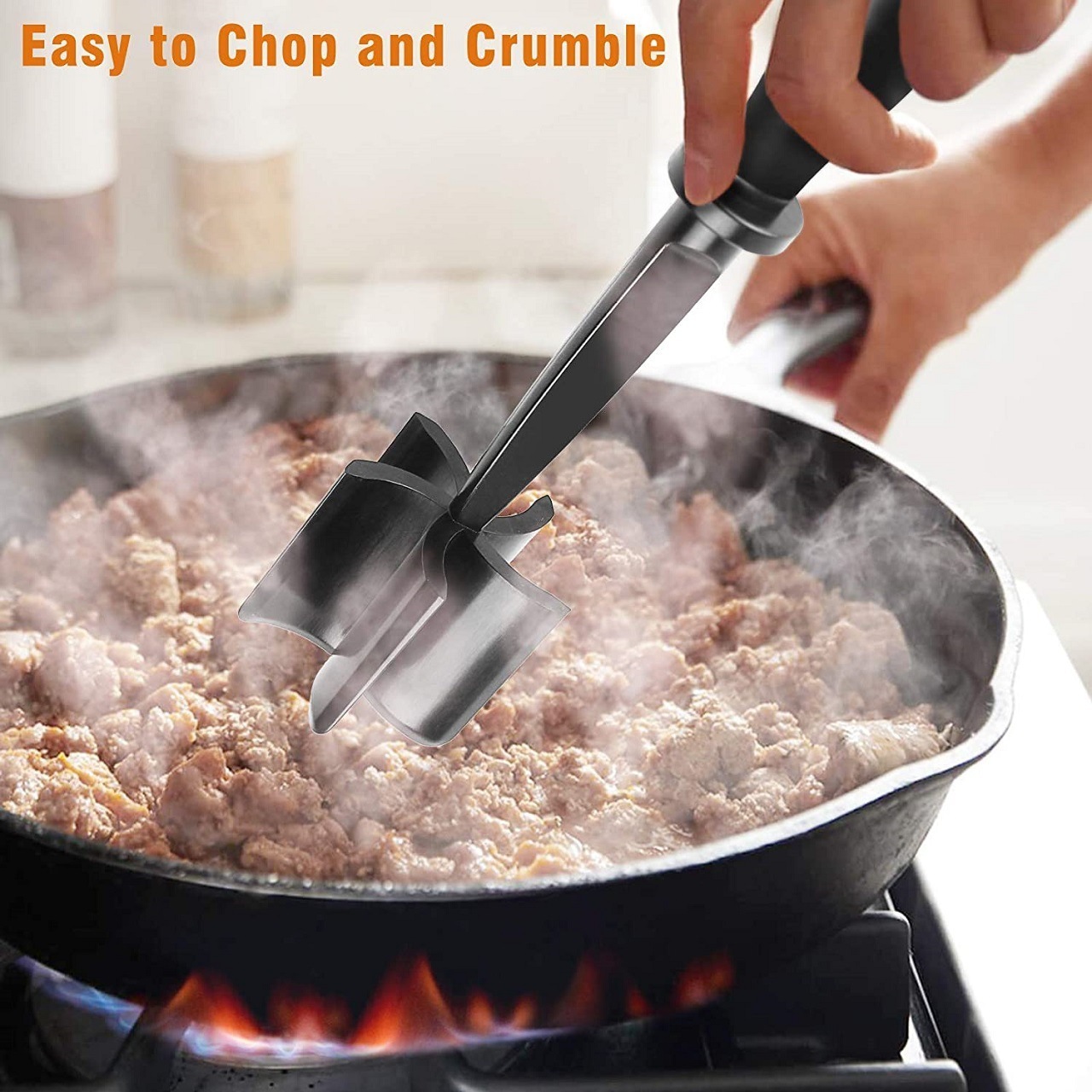 Kitchen Gadgets Ground Beef Masher Utensil Heat Resistant Non-Stick Hamburger Chopper Tool Meat Chopper