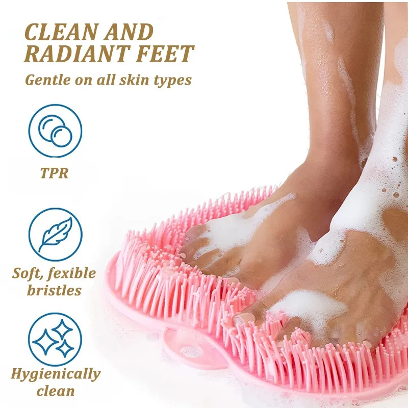 Silicone Foot Body Cleaning Tool Exfoliating Shower Massage Scraper Bathroom Non-slip Back Massage Brush