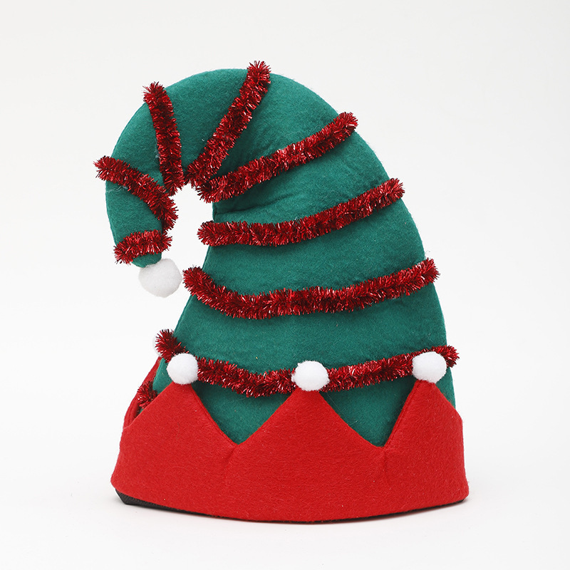 Wholesale Custom Adult Children New Year Christmas Hat Festive Holiday Party Supplies LED Light Up Felt Christmas Elf Hat R2010