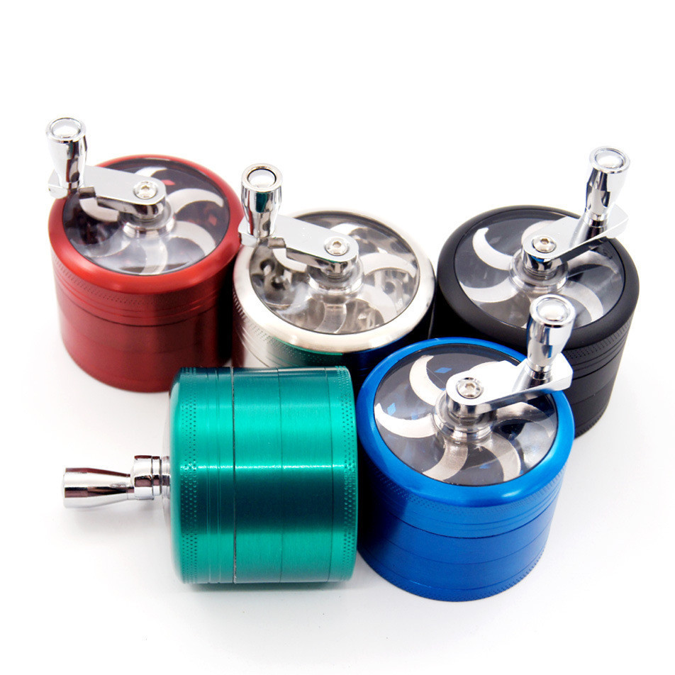 Hot sale 55mm Herb Spice Metal Tobacco Grinder Graters Crusher Mill Pollinator Grinders Hand Crank Muller