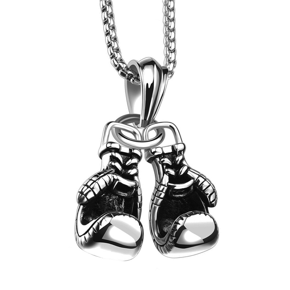 Pair Pendant Chain For Men Boys Charm Sports Fitness Jewelry Alloy Mini Boxing Glove Necklace