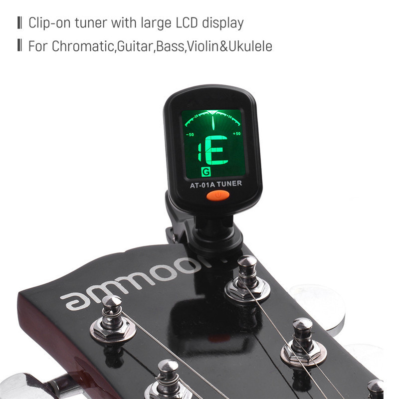 Guitar Tuner Rotatable Clip-on Tuner LCD Display for Chromatic Acoustic Guitar Bass Ukulele Black Guitar Parts R1567