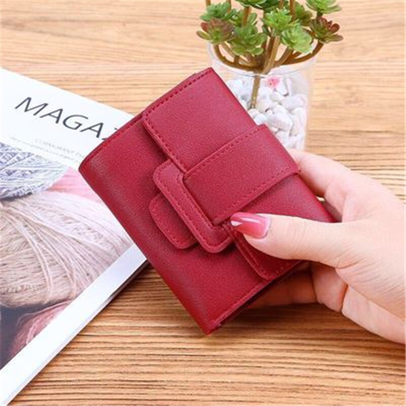 Women Wallets   New Luxury Brand Red Black Small Mini Coin Purse Hasp Card Holder Lady Wallet Zipper Female Leather Buckle