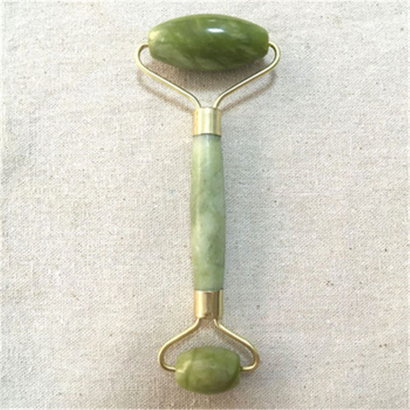 Green Roller and Gua Sha Tools Set by Natural Jade Scraper Massager with Stones for Face Neck Back and Jawline R1199-1