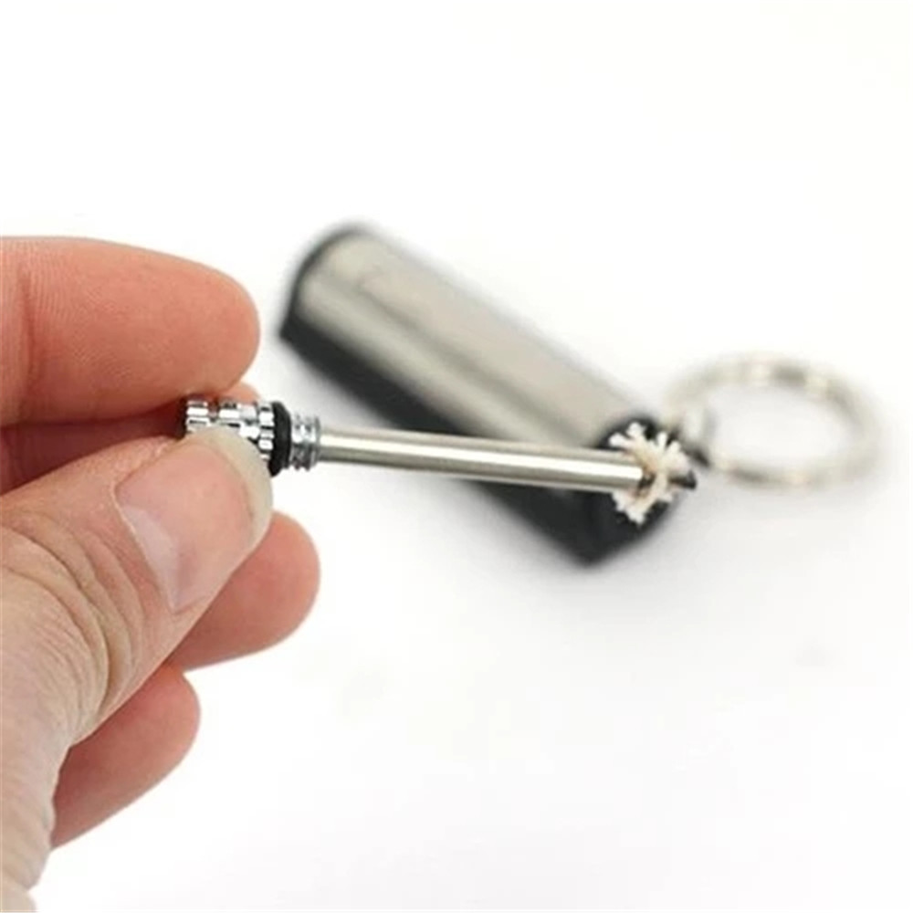 Camping Metal Match Fire Starter Gas Oil Flints Lighter With KeyChain L0230-1