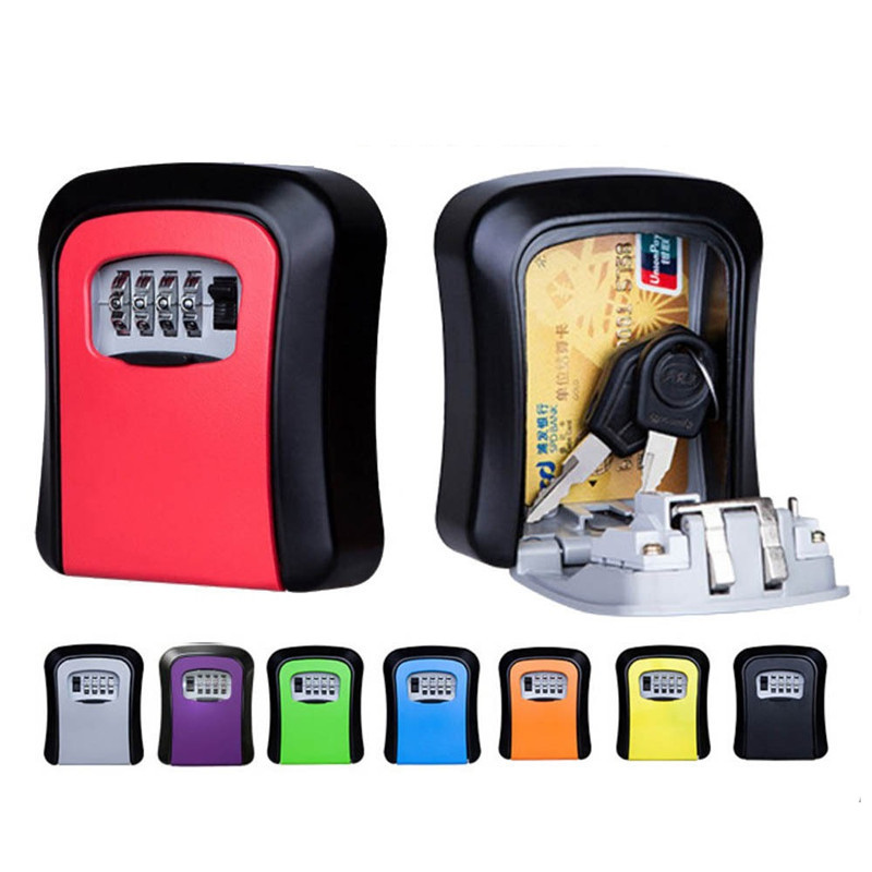 Wall Mounted Aluminum alloy Key Safe Box Weatherproof 4 Digit Combination Key Storage Lock Box Indoor Outdoor R1041