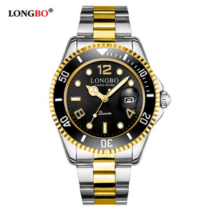 2019 New Man Top Brand Longbo Watch Men Sports Watches Rotatable Bezel Gmt Sapphire Glass Date Full Stainless Steel Watch Gifts