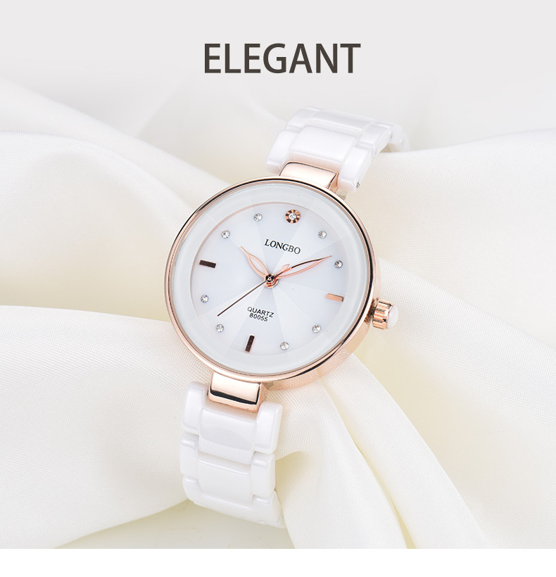 Fashion Longbo Brand Women Watches Luxury White Top Ceramic Quartz Watch Ladies Casual Simple Waterproof Wristwatch Gifts Female