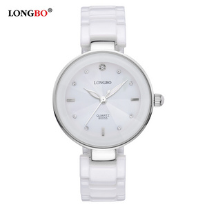 Fashion Longbo Brand Women Watches Luxury White Top Ceramic Quartz Watch Ladies Casual Simple Waterproof Wristwatch Gifts Female