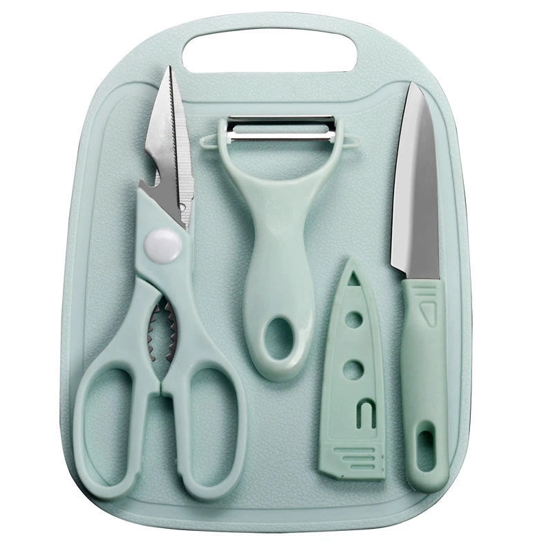 Scissors Knife Peeler And Cutting Board Kitchen 4 Pieces Set Tools Fruit and Vegetable Knife Set