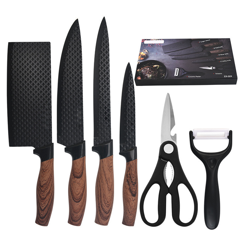 Kitchen Knives Set Solid Cleaver Cooking Knife Set PP Handle Stainless Steel 6 Pieces Kitchen Knife Set