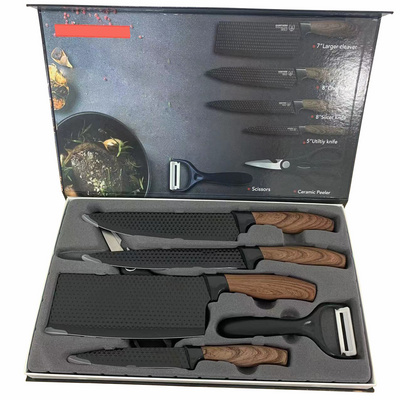 Kitchen Knives Set Solid Cleaver Cooking Knife Set PP Handle Stainless Steel 6 Pieces Kitchen Knife Set