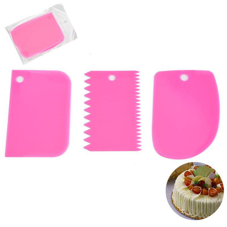 Food Grade 3 pcs Plastic Dough Cutter Set Bench Scraper Multipurpose Cake Icing Scrappers Dough Scraper