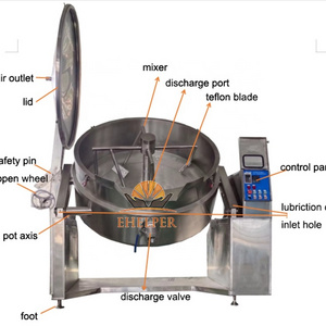 Steam Gas heating cooking jacketed kettle with tomato and fruit jam paste making machine