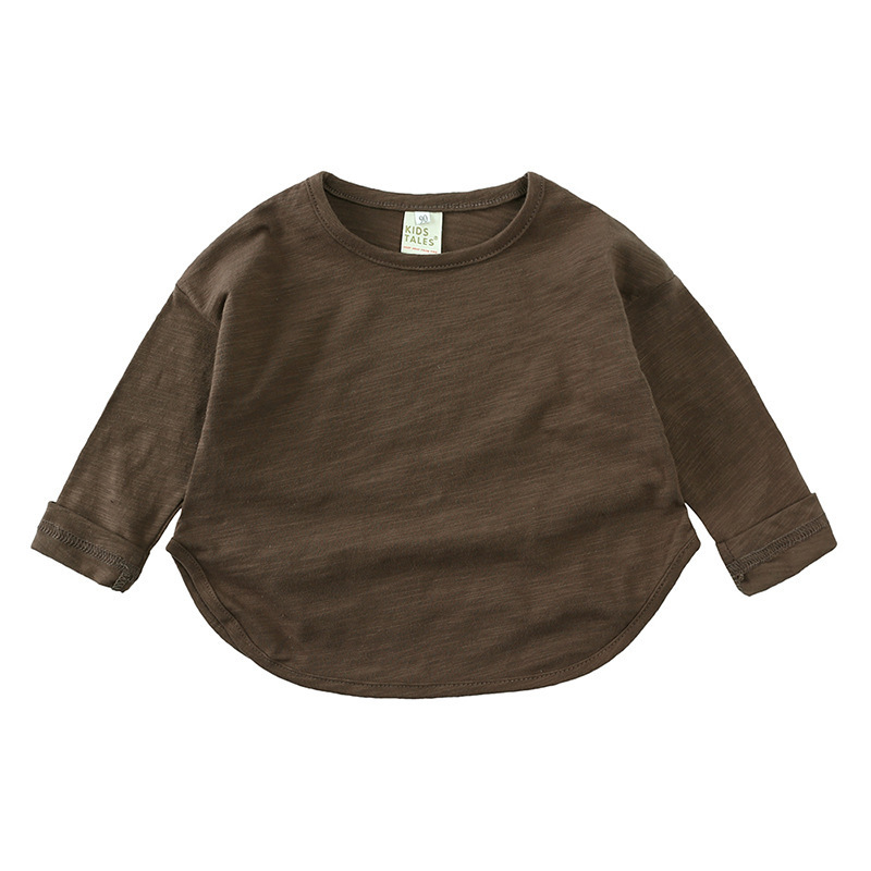 Autumn Cotton Children Clothes Long Sleeved Kids Girls Tops Boys Plain Bamboo Cotton T shirt