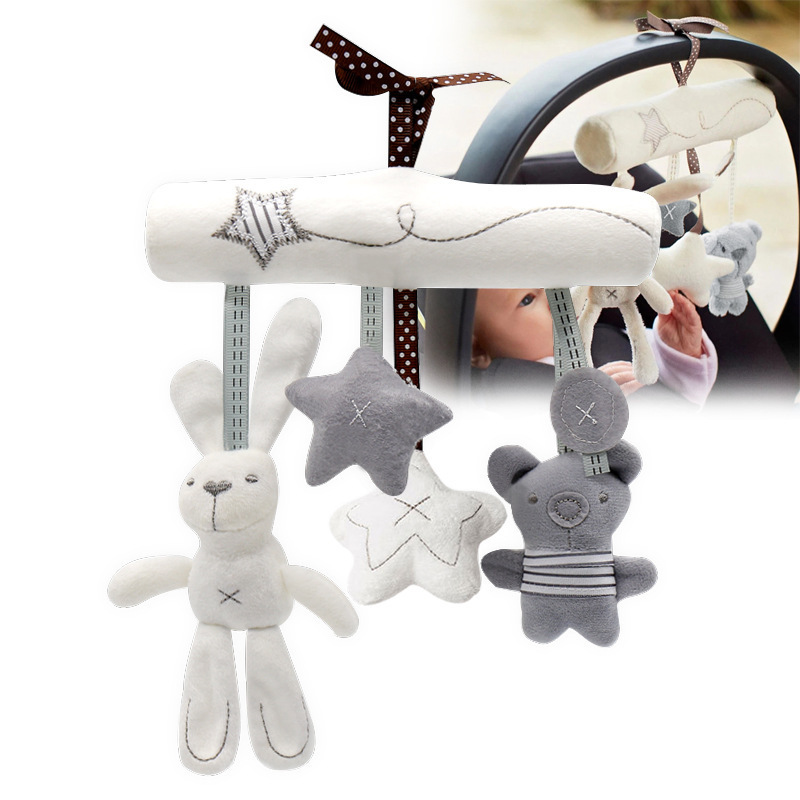 Baby Crib Rattles Plush Toys Soft Rabbit Rattles Pram Toys Hanging Rattle For Stroller Newborn Bed Pendant Bell Toy