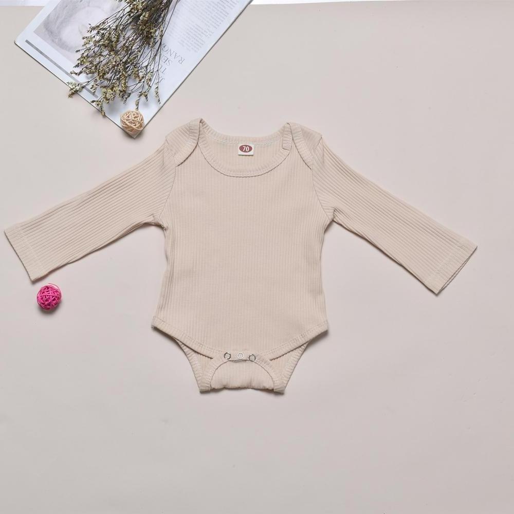 0-2 Years Old Toddler Cloth Long Sleeve Solid Color Baby Girls Romper