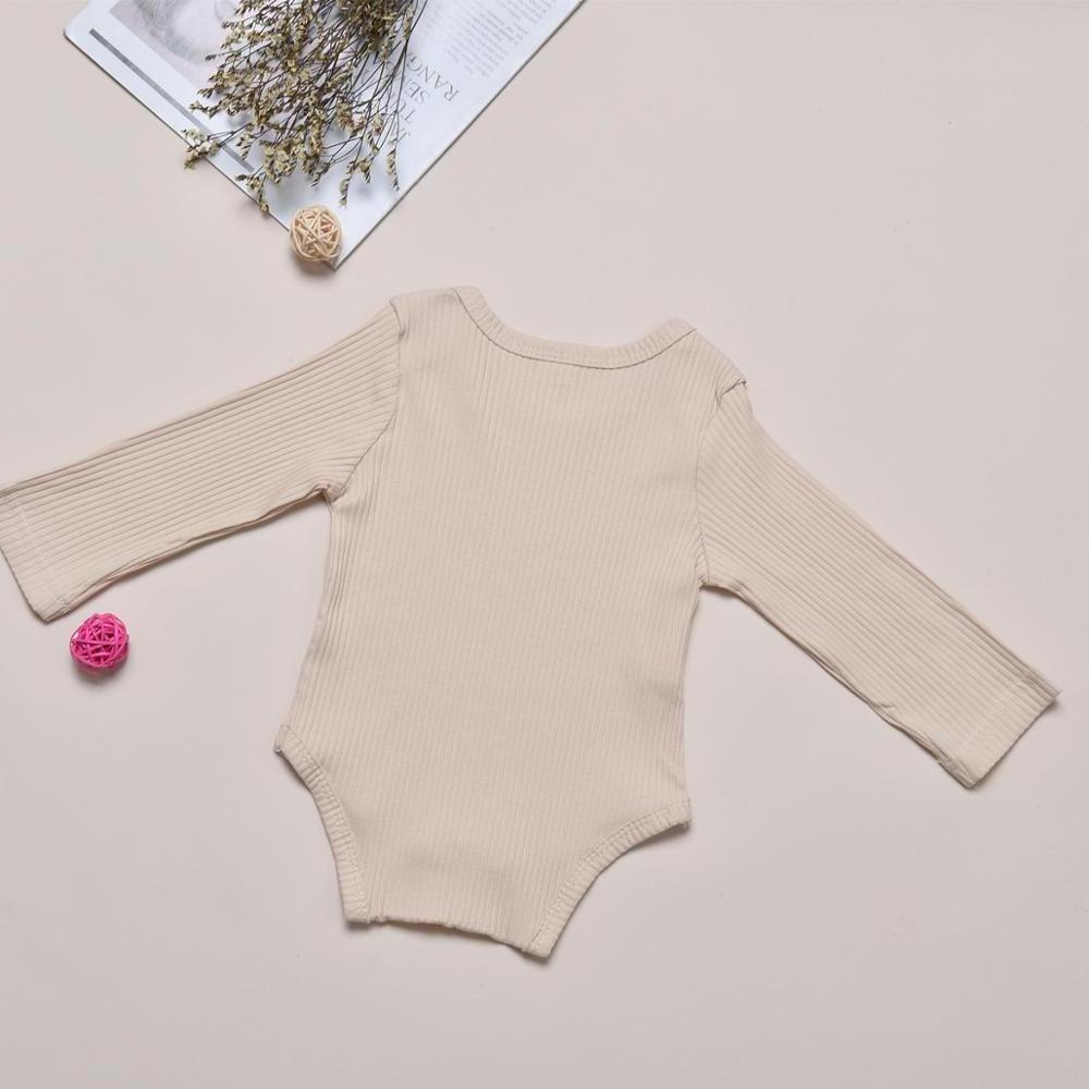 0-2 Years Old Toddler Cloth Long Sleeve Solid Color Baby Girls Romper