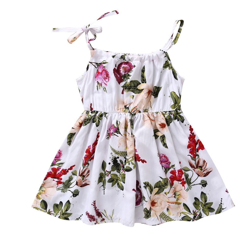 Summer New 100% Cotton Kids Sunflower Flower Princess Little Baby Girls Sleeveless Casual Sling Dress