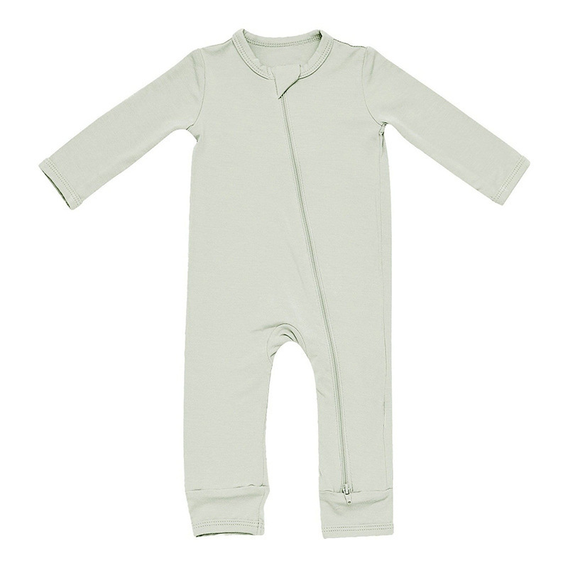 Logo Custom Infant Toddler Boys Girl Zipper Sleepwear Pajamas Organic Bamboo Baby Footie Jumpsuit Romper