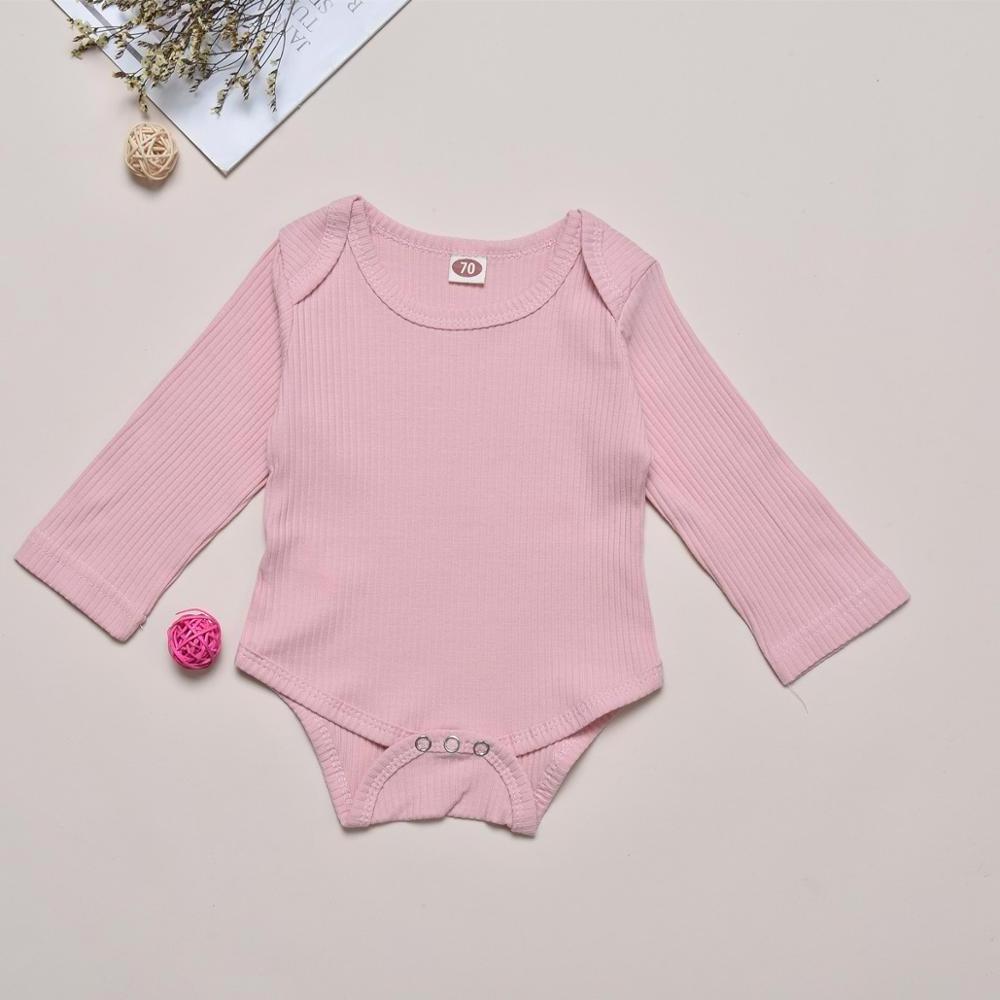 0-2 Years Old Toddler Cloth Long Sleeve Solid Color Baby Girls Romper