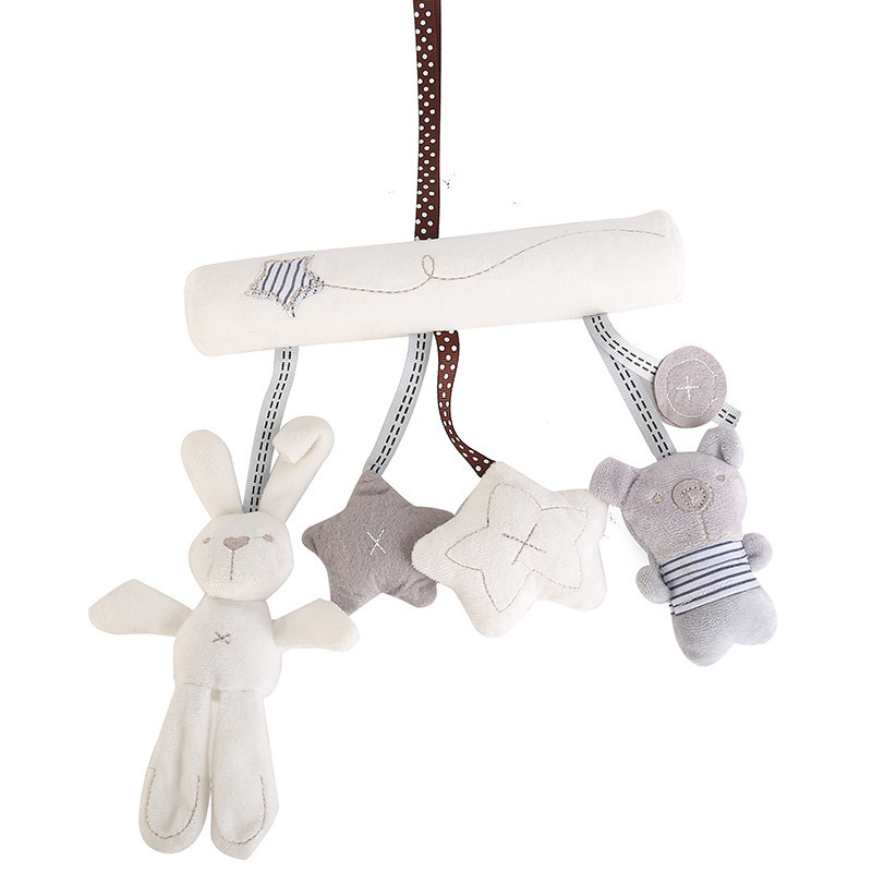 Baby Crib Rattles Plush Toys Soft Rabbit Rattles Pram Toys Hanging Rattle For Stroller Newborn Bed Pendant Bell Toy