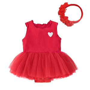 Newborn Baby Girl Tutu Dress Set with Hairband Infant Toddler Baby Sleeveless Romper 0-12 Months