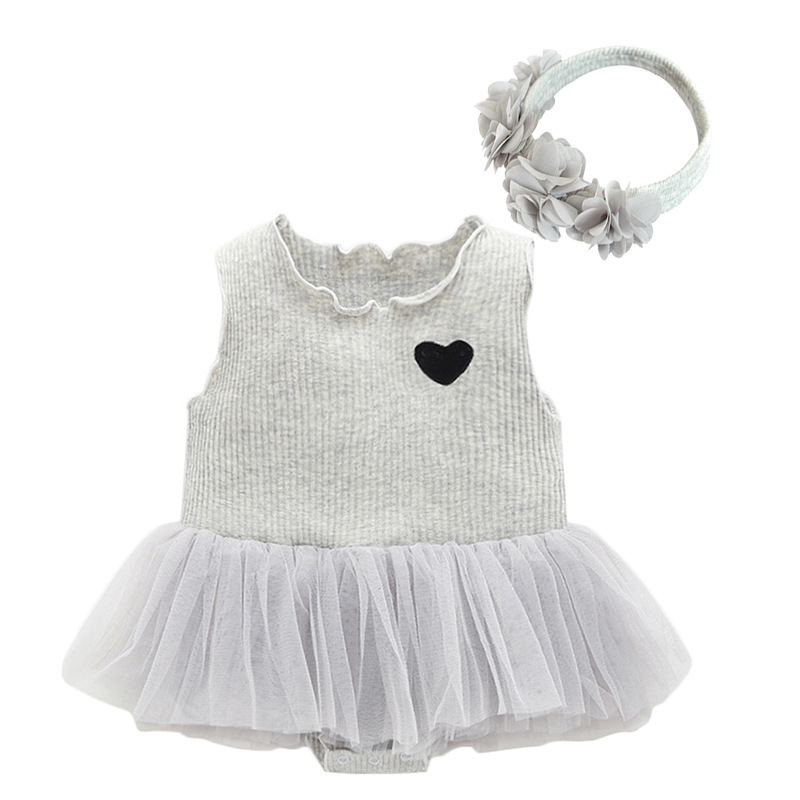 Newborn Baby Girl Tutu Dress Set with Hairband Infant Toddler Baby Sleeveless Romper 0-12 Months