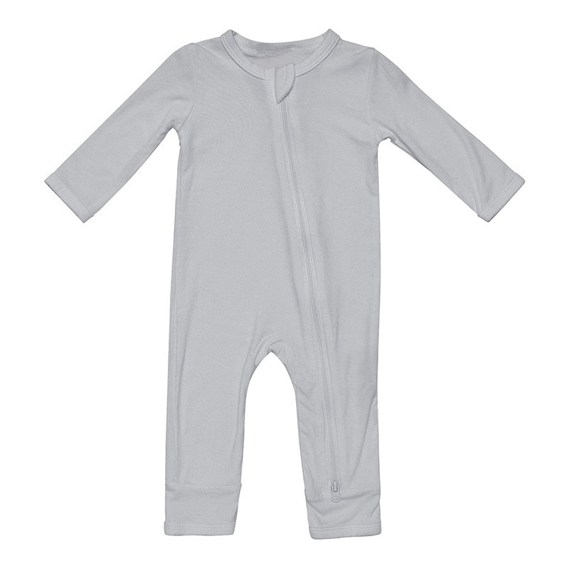 Logo Custom Infant Toddler Boys Girl Zipper Sleepwear Pajamas Organic Bamboo Baby Footie Jumpsuit Romper