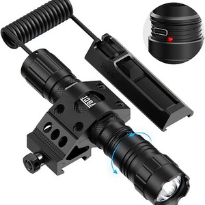 1500 Lumen LED Tactical Flashlight Rechargeable IPX7 Protection 4 Modes Included with Pressure Switch and Offset Mount