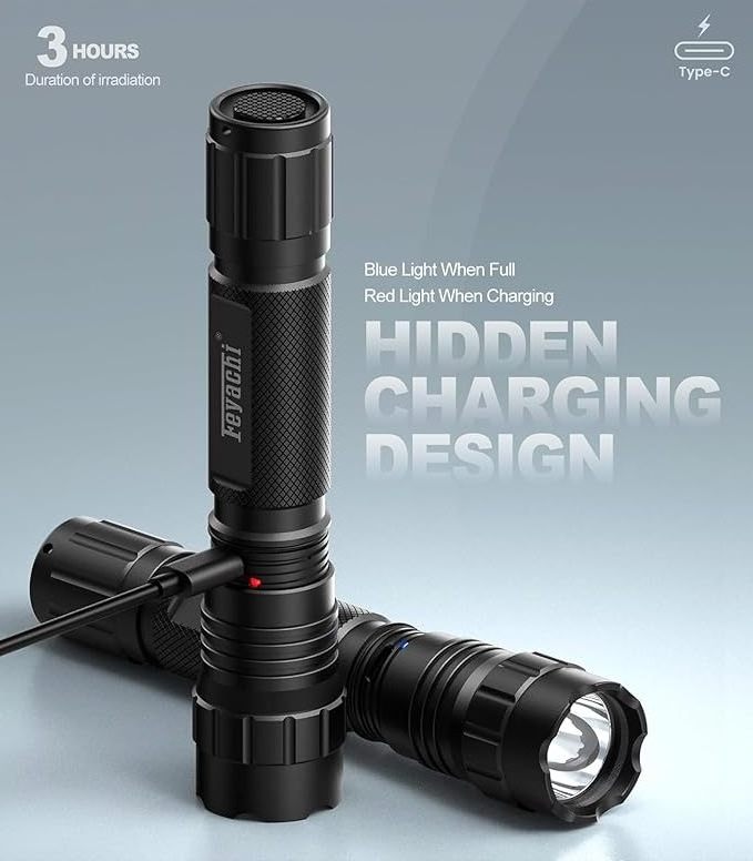 1500 Lumen LED Tactical Flashlight Rechargeable IPX7 Protection 4 Modes Included with Pressure Switch and Offset Mount