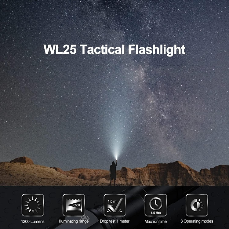 WL25 1200 Lumen Flashlight Hunting Light Super Bright Zoom Flashlight with Pressure Switch