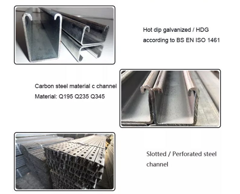 low price wholesale price HDG Steel C Channel Purlin 41x41x2 mm Slotted Channel galvanized metal tracks galvanized channel