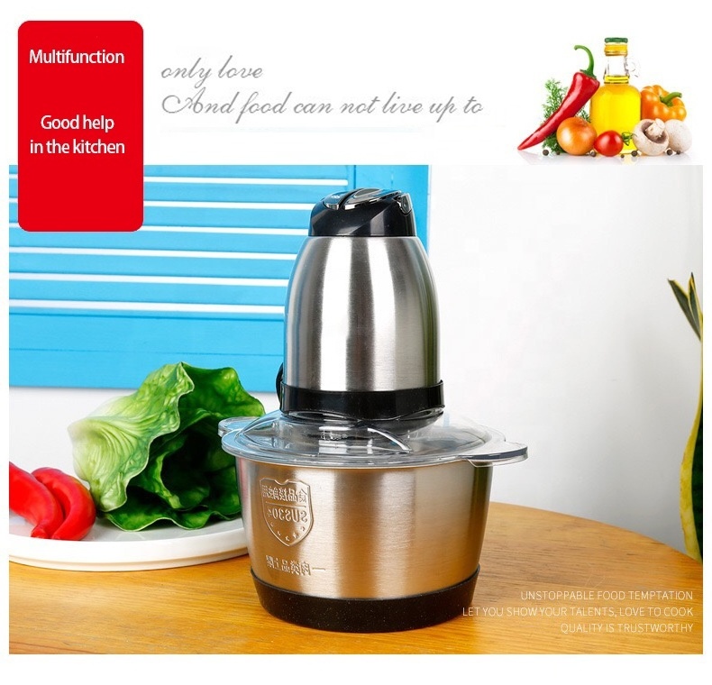 2L/3L/4L/5L  2 speeds Stainless Steel Chopper Automatic Food Processor Electric Meat Grinder