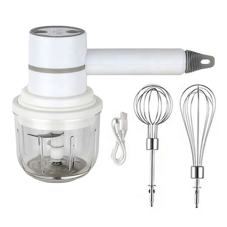 Battery operate minced garlic machine Wireless Egg Beater meat chopper food processor  Portable USB hand Mixer