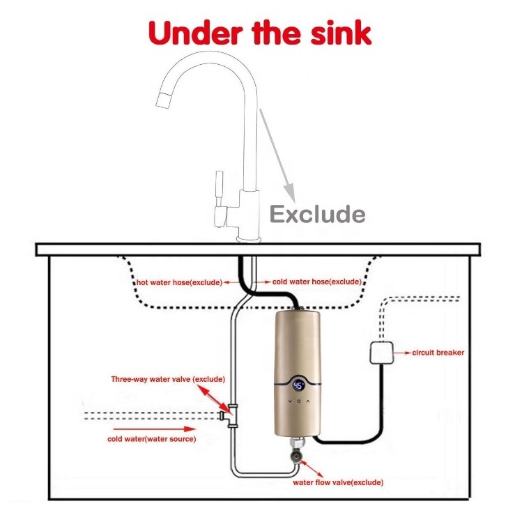 High quality 5.5KW Mini electric tankless instant hot water heater for sink and bathroom