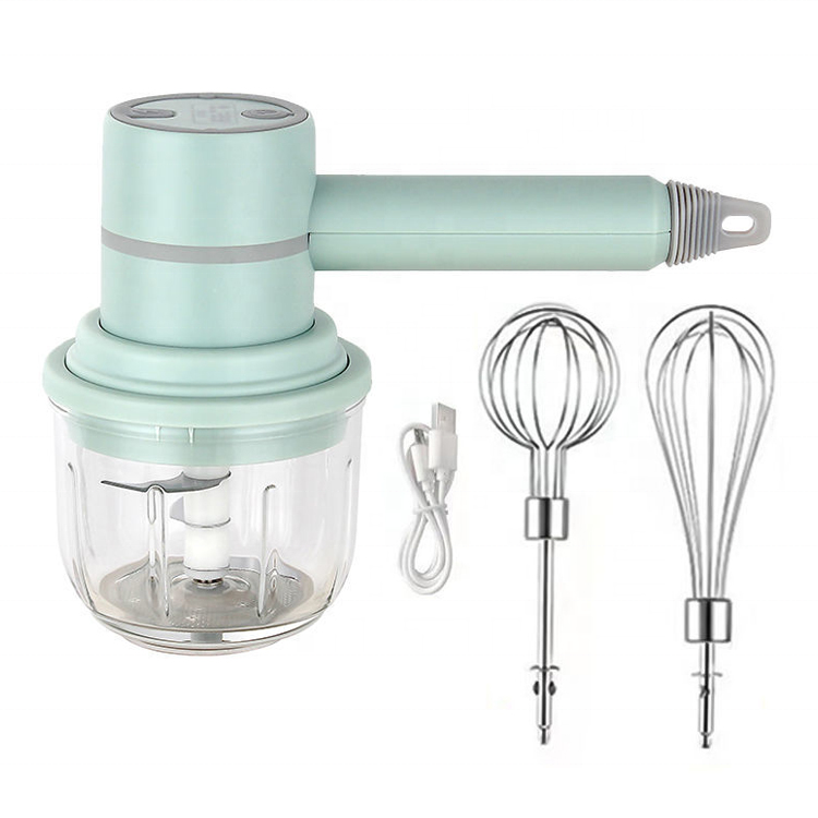 Battery operate minced garlic machine Wireless Egg Beater meat chopper food processor  Portable USB hand Mixer