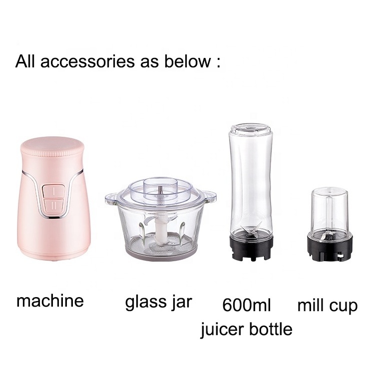 Factory Price Good Feedback 300W Glass 2L Bowl Electric 3in1 Multi-function Commercial Food Processor For Household