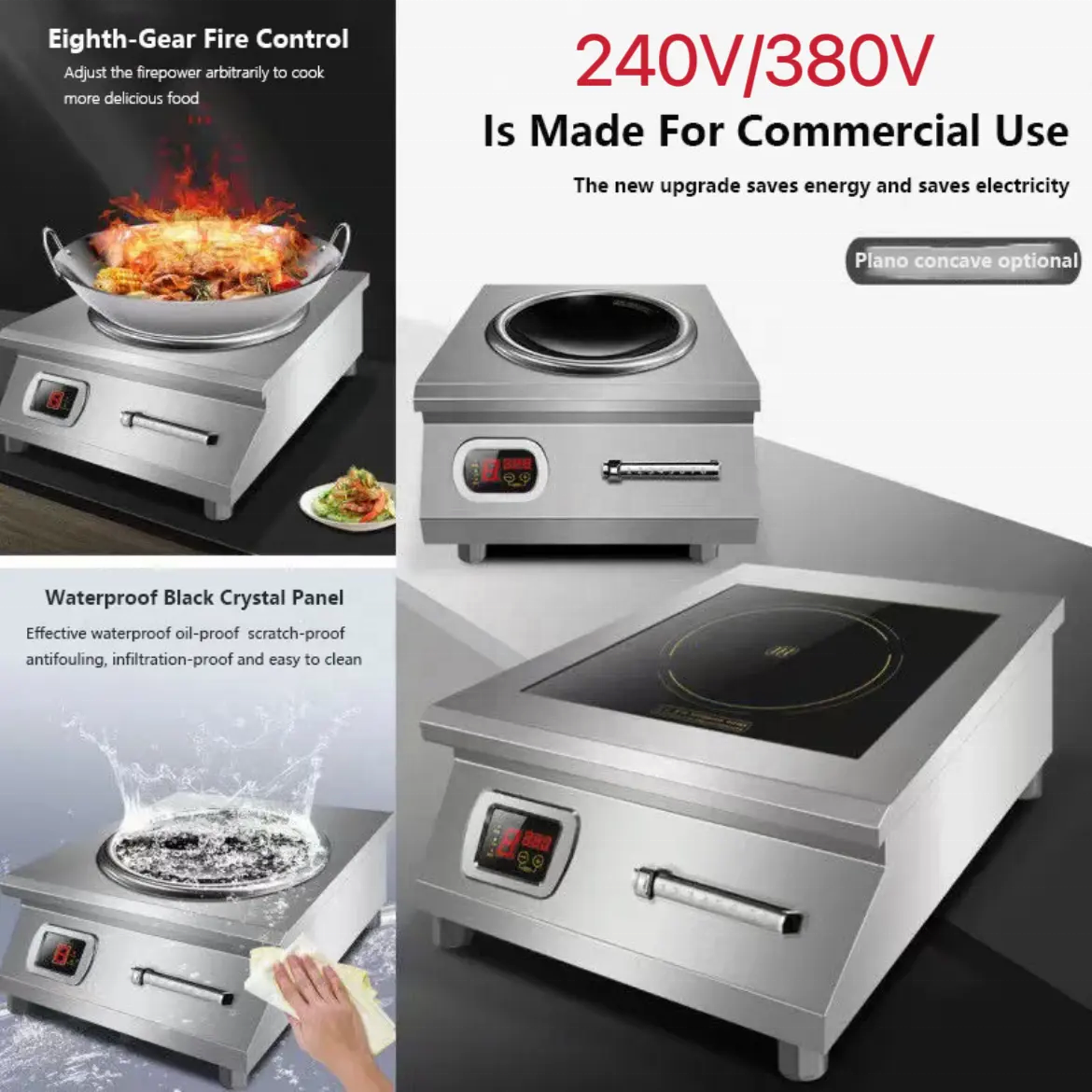 8000W Concave /Flat Surface Commercial Big Power Induction Cooker 8kw Cooking Soup Fry Machine For Restaurant Hotel