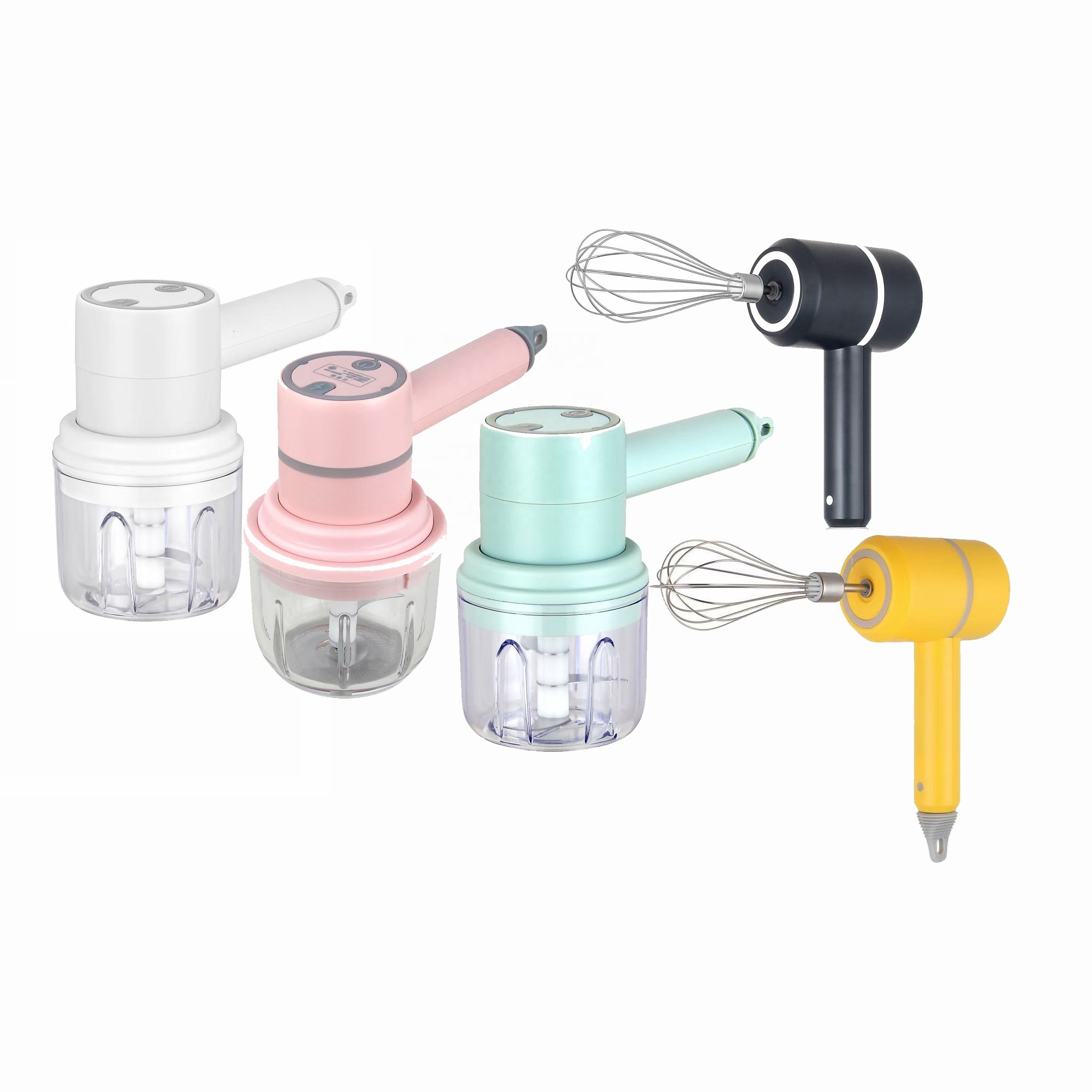 Battery operate minced garlic machine Wireless Egg Beater meat chopper food processor  Portable USB hand Mixer