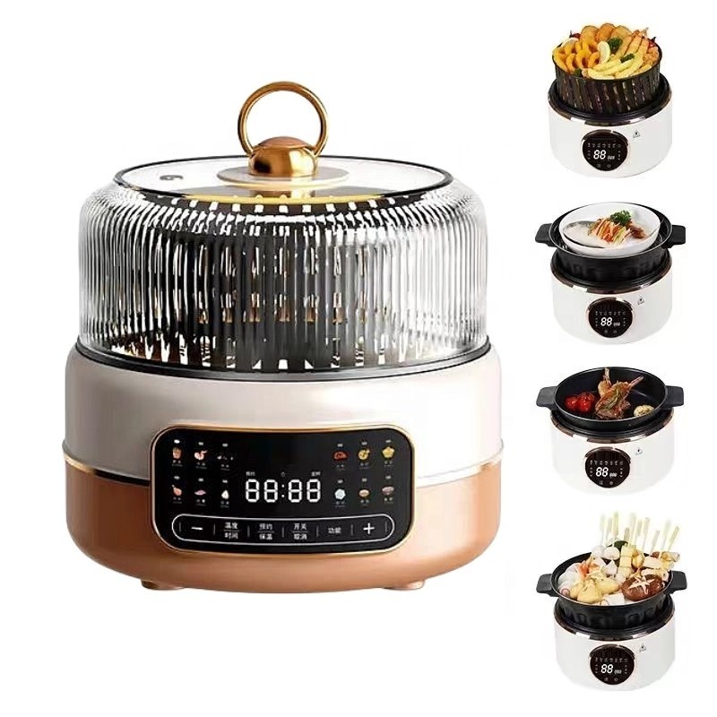 New All in 1 Large Capacity Air Fryer Oven Multi-function Oil Free Fully Automatic Visual Hot Pot Cooking Stove Rice Cooker