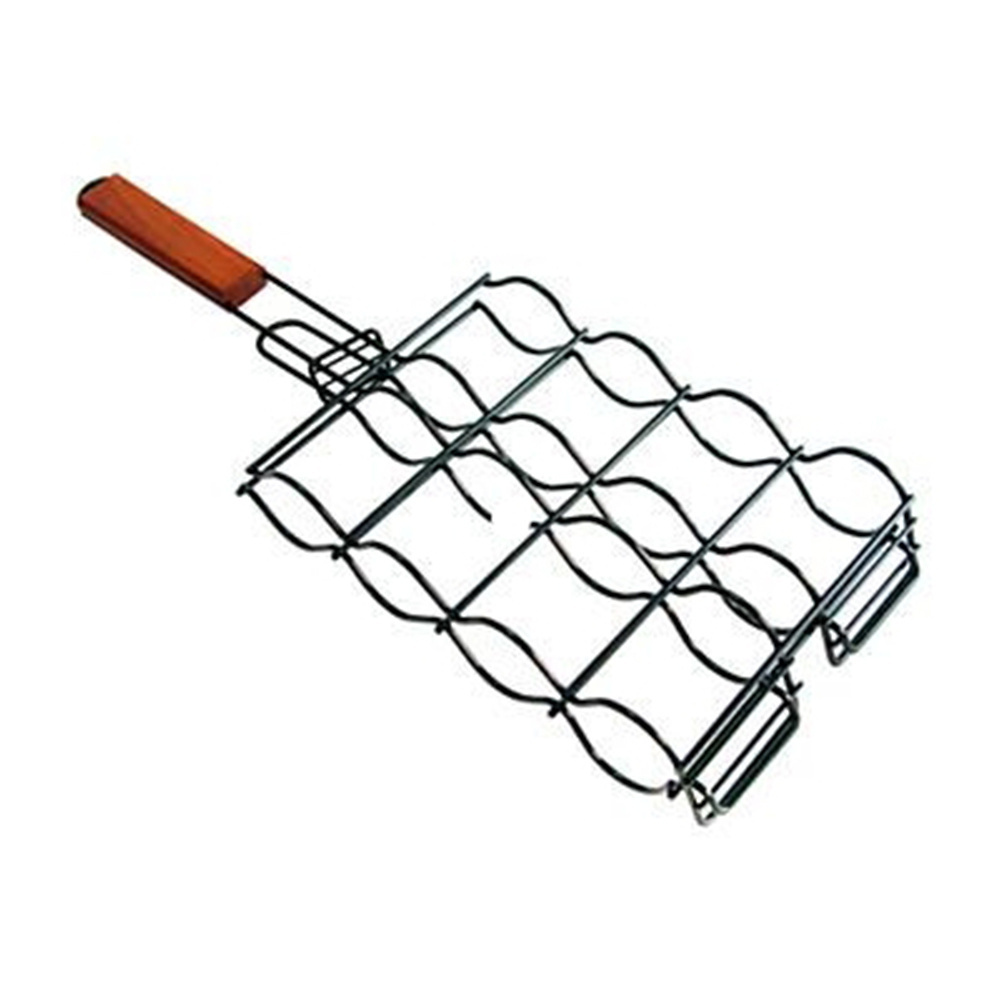 Non-Stick Corn Grilling Basket Wooden Handle BBQ Grilling Basket Holds