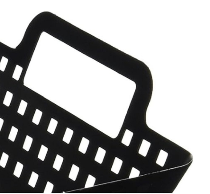 Cast Iron Non-Stick Bbq Grill Basket Plate Square Black Bbq Grill Pan With Double Handle