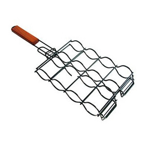 BBQ Durable Non-Stick Corn Grill Basket With Premium Wood Handle, Corn Holder For Grill