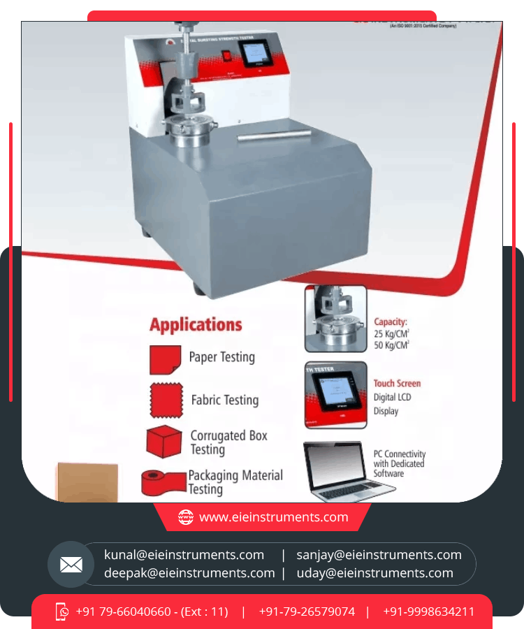 Testing Instrument Tester Digital Mullen Bursting Strength Tester for Paper Bs & Bf Testing Machine Bursting Strength Tester