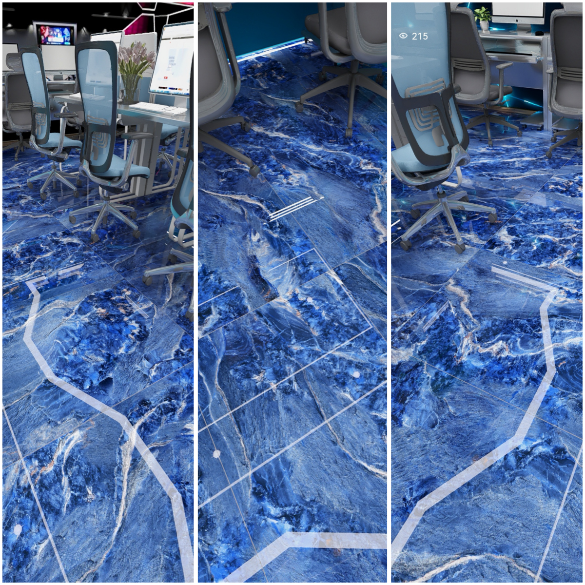 High glossy 750x1500 600x1200 dark blue Onyx polished glazed slab marble tile floor tiles for living room with cheap price