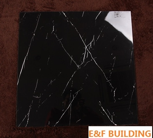 China manufacturer Eiffel 800x800mm jet glossy black wall and floor tiles for home living room